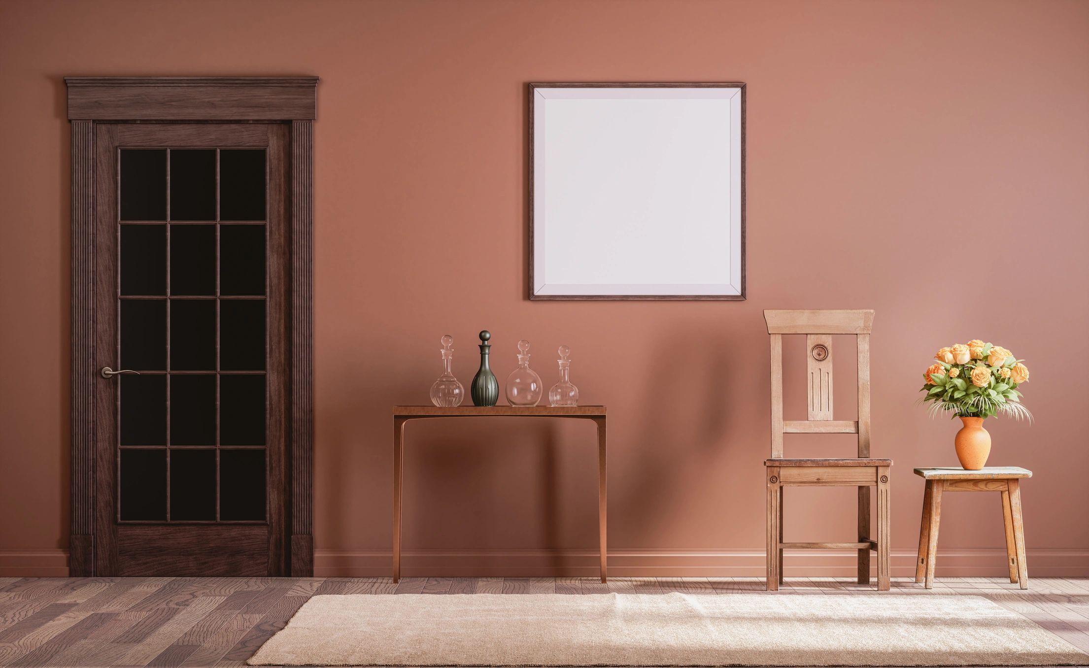 Duvara asılı çerçeve mockup iç mekân sahnesi